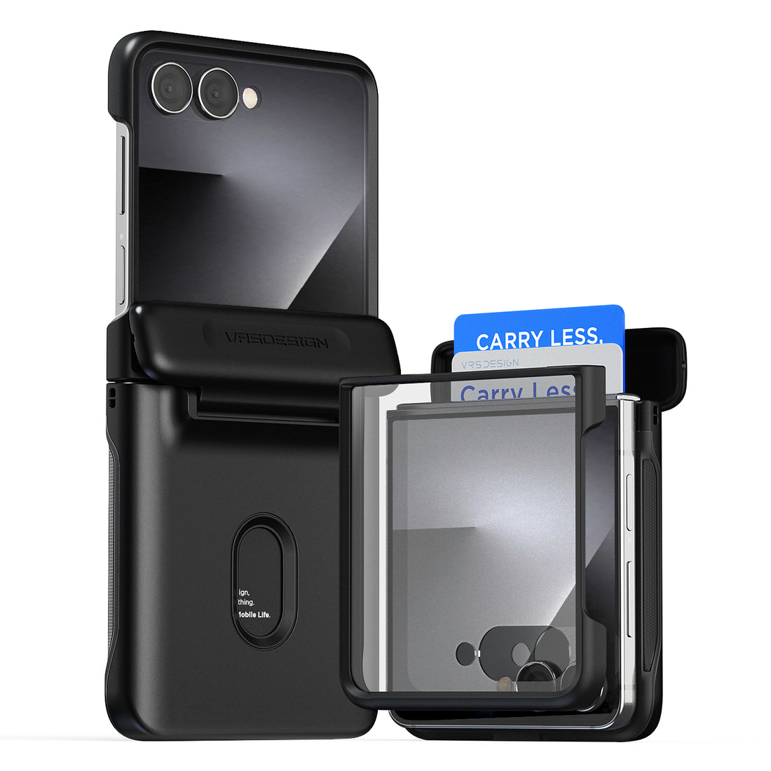 Samsung Galaxy Z Flip 7 Luxury Mobile phone cover card holder hinge protector built-in screen shield slim rugged daily carry durable case by VRS DESIGN
