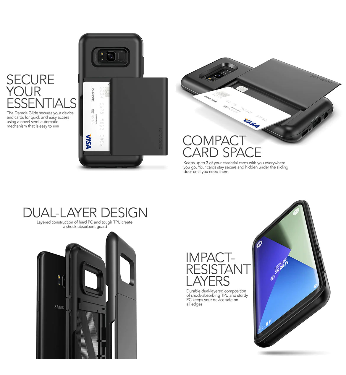 Rugged Galaxy S8 Ultra wallet case minimalist case by VRS DESIGN