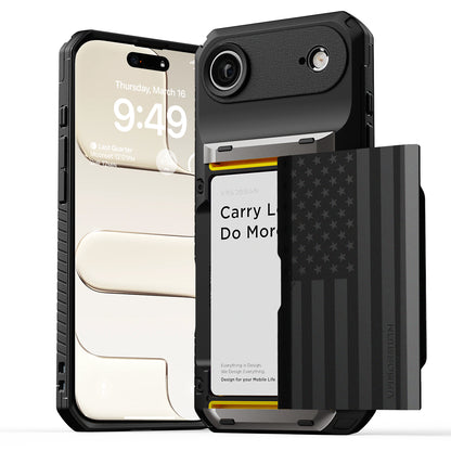 Apple iPhone 17 Air Luxury Mobile phone cover card holder hinge protector built-in screen shield slim rugged daily carry durable case in USA Flag design by VRS DESIGN in FREEDOM edition