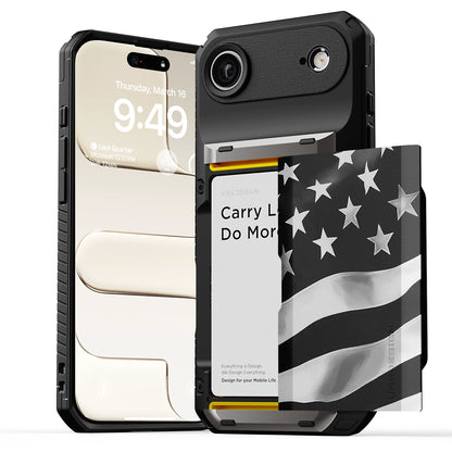 Apple iPhone 17 Pro Max Luxury Mobile phone cover card holder hinge protector built-in screen shield slim rugged daily carry durable case in USA Flag design by VRS DESIGN in FREEDOM edition