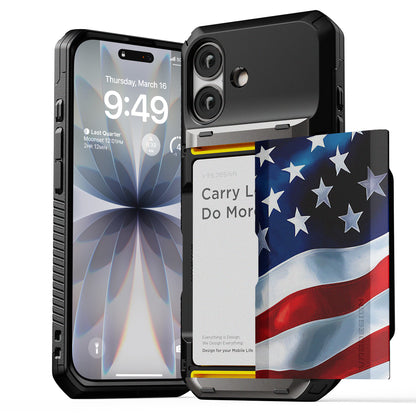 Apple iPhone 17 Air Luxury Mobile phone cover card holder hinge protector built-in screen shield slim rugged daily carry durable case in USA Flag design by VRS DESIGN in FREEDOM edition