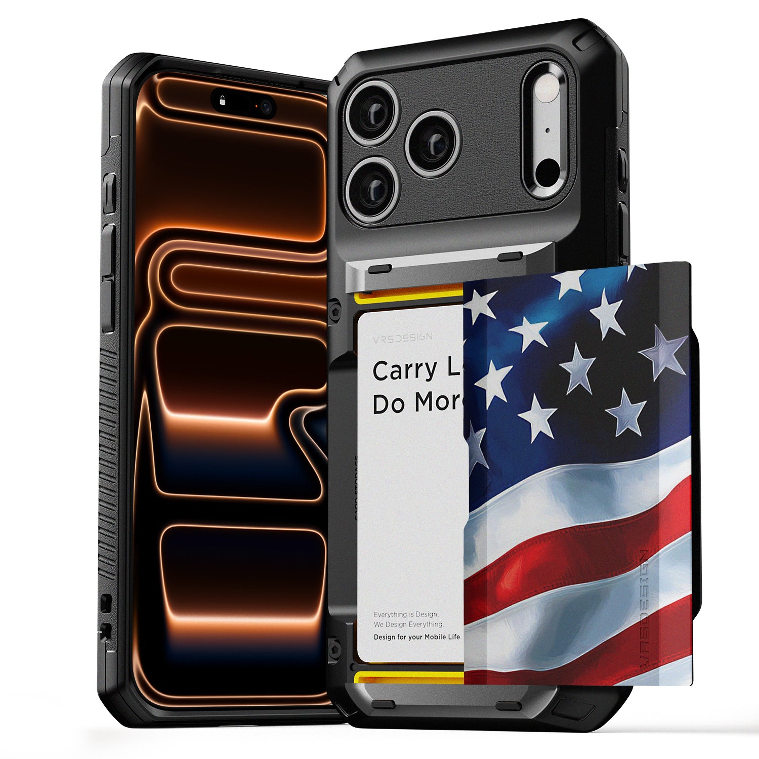 Apple iPhone 17 Luxury Mobile phone cover card holder hinge protector built-in screen shield slim rugged daily carry durable case by VRS DESIGN
