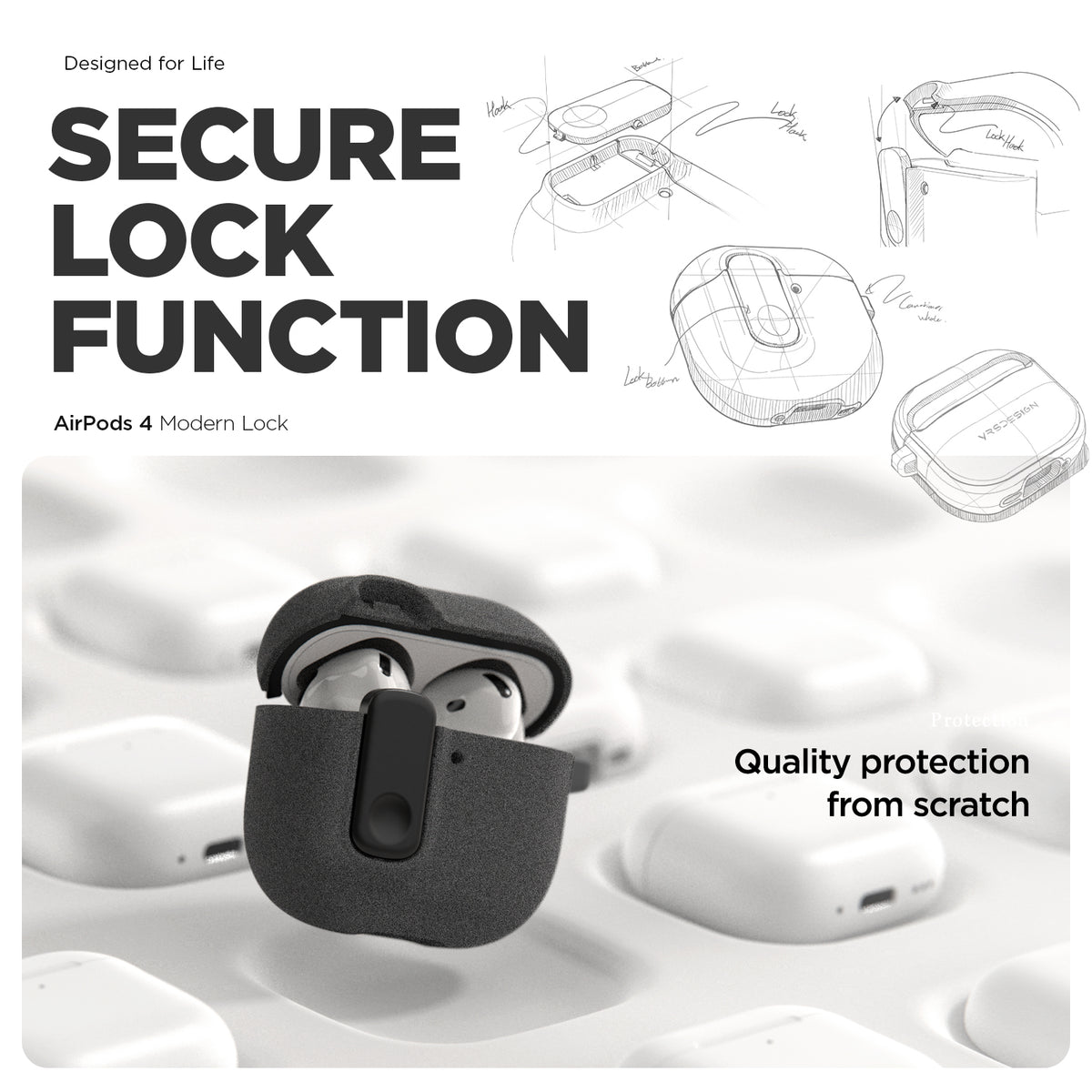 Apple AirPods 4 Premium Earbuds Case with Carabiner Modern Lock by VRS ...
