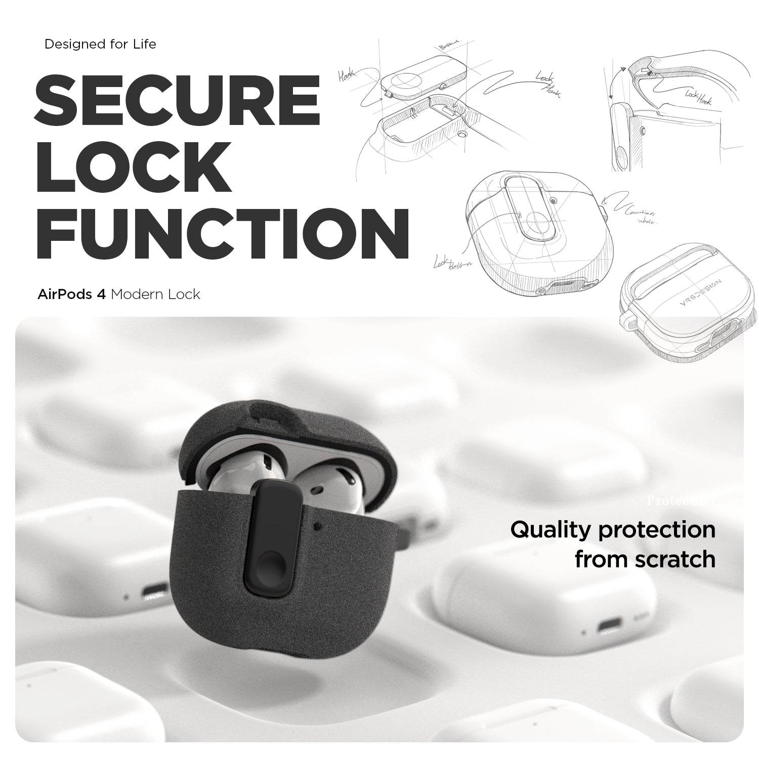 VRS Design AirPods 4 Case MODERN LOCK Series