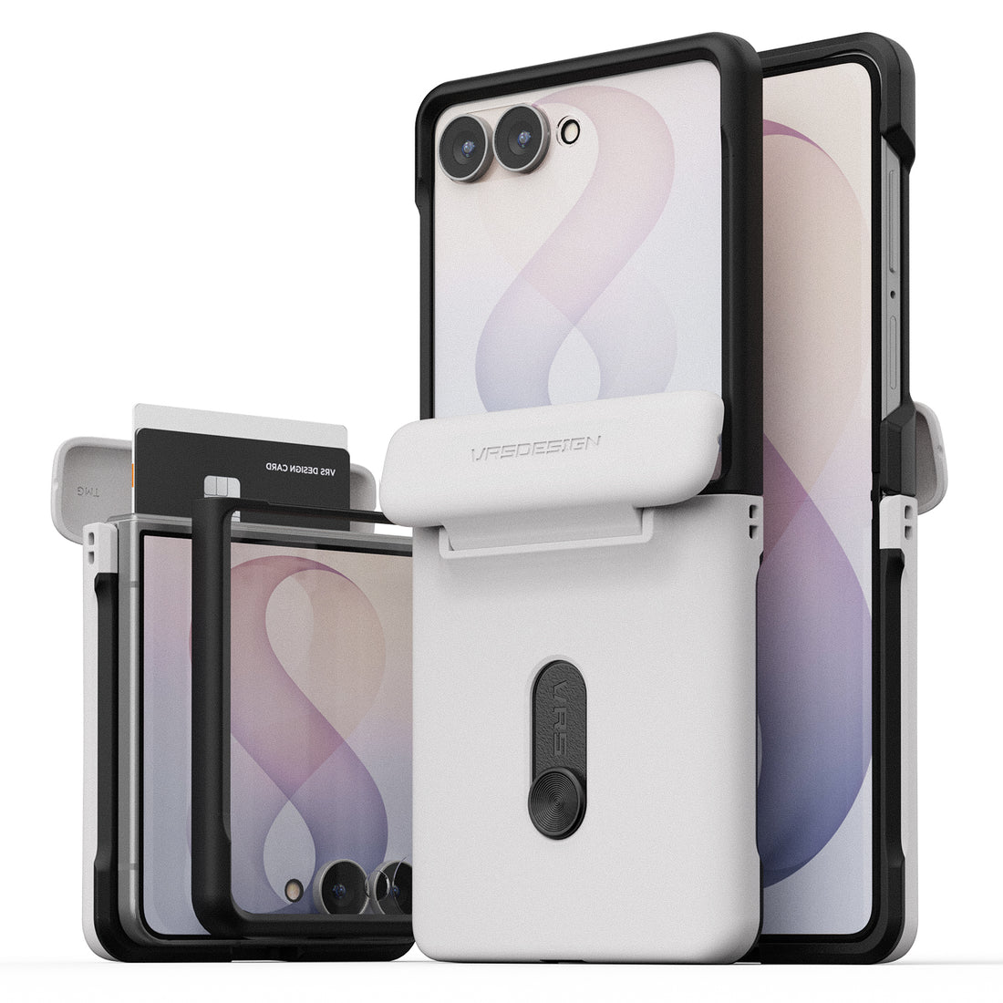 Rear view of the Galaxy Z Flip 8 Modern GO case featuring an integrated card holder and clean modern design.