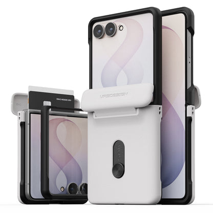 Rear view of the Galaxy Z Flip 8 Modern GO case featuring an integrated card holder and clean modern design.