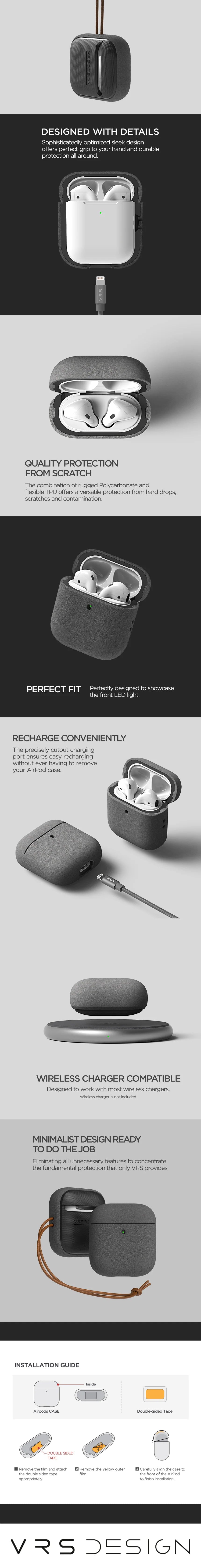 Apple AirPods 1 &amp; 2 Modern Lock Wireless Headphones with Noise Cancellation, Rugged modern and Lightweight Slim by VRS