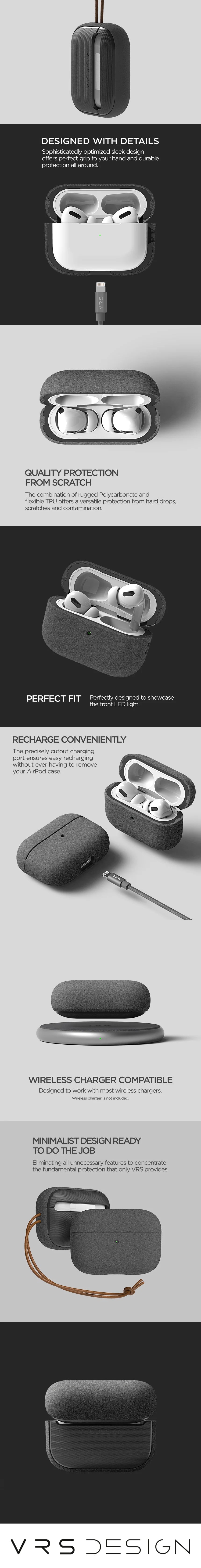VRS Design® Apple AirPods Pro hard premium wireless Case leather strap