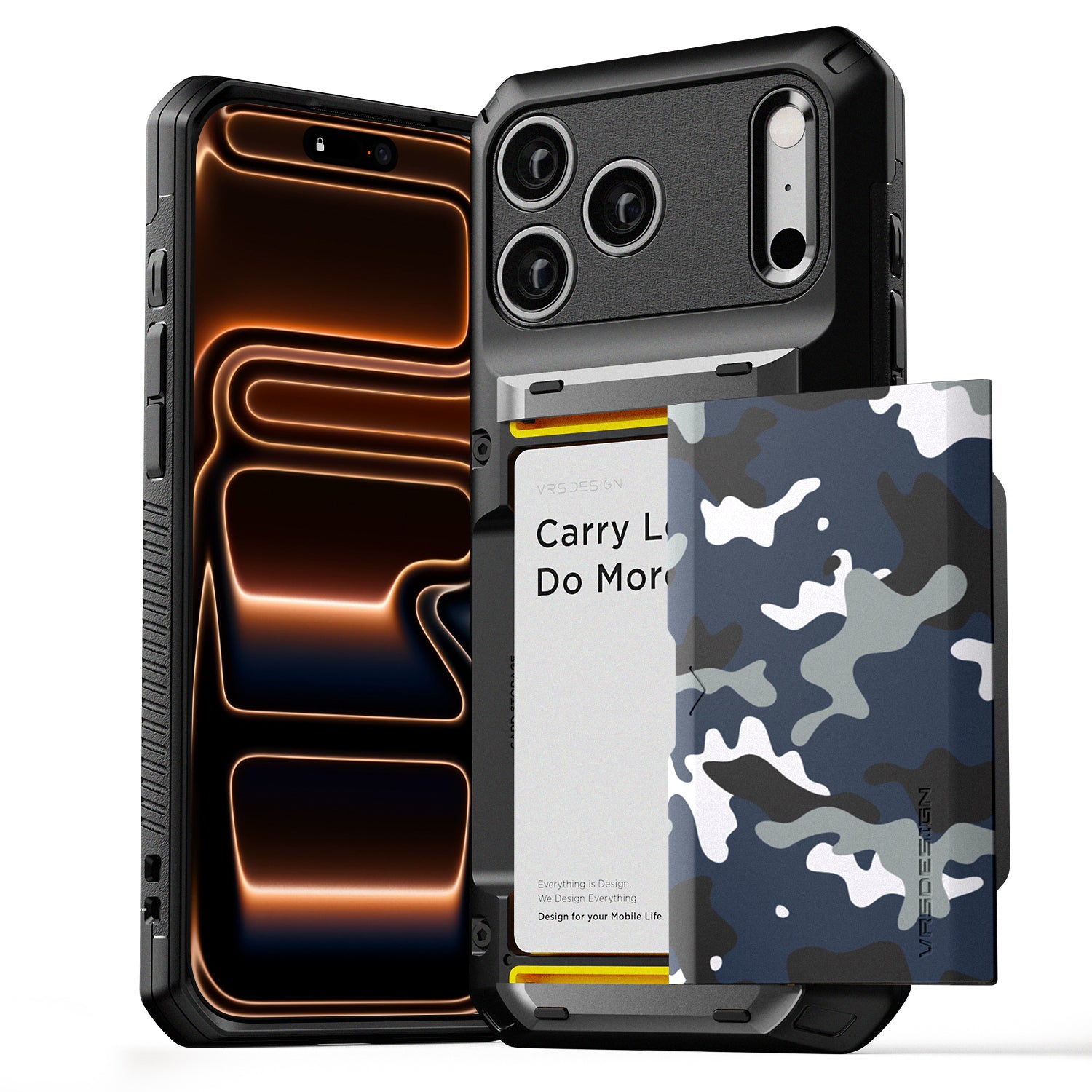 Apple iPhone 17 Luxury Mobile phone cover card holder hinge protector built-in screen shield slim rugged daily carry durable case by VRS DESIGN