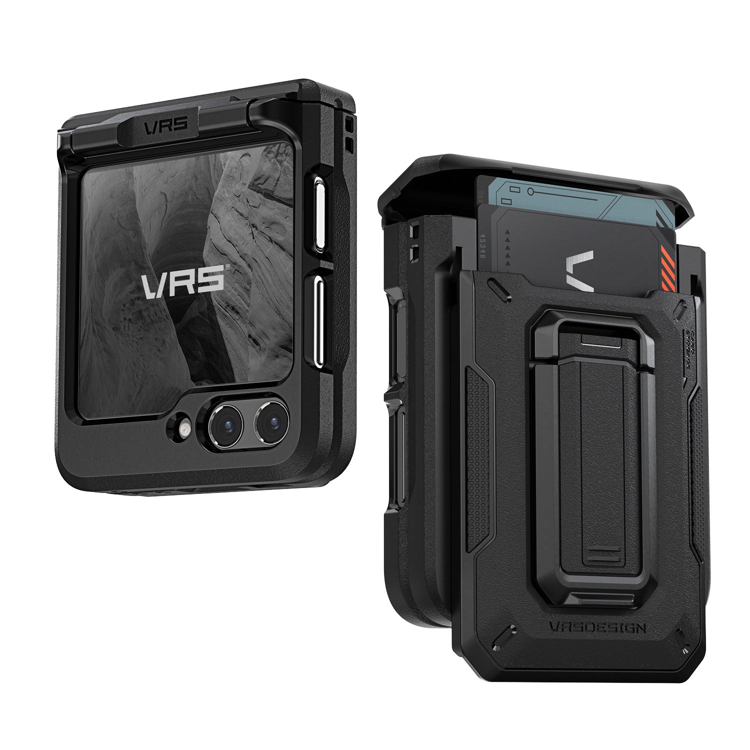 Samsung Galaxy Z Flip 6 Case Origin with Card Holder Wallet by VRS Design Matte Black Samsung Galaxy Z Flip 6 Case Origin with Card Holder Wallet by VRS Design Matte Black