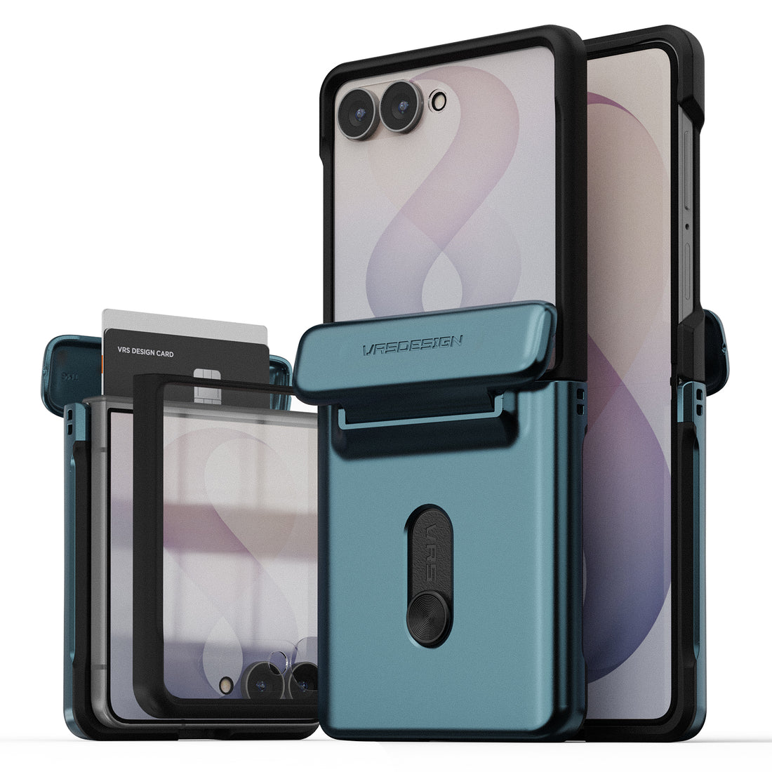VRS DESIGN Modern GO wallet case for Samsung Galaxy Z Flip 8 with built-in card storage and everyday protection.