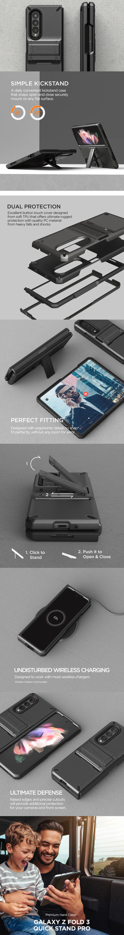 VRS Design Galaxy Z Flip 3 Case QuickStand Active - Matte Black