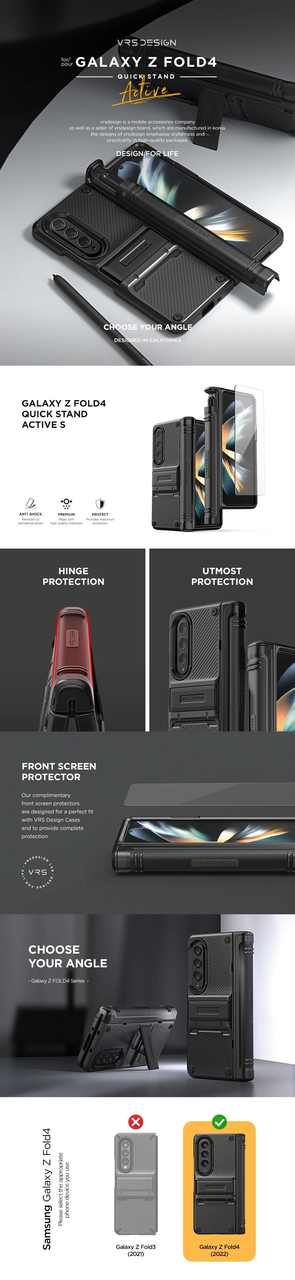 Samsung Galaxy Z Fold 4 S penrugged case with multiple durable and convenient card slot with sleek minimalism by VRS