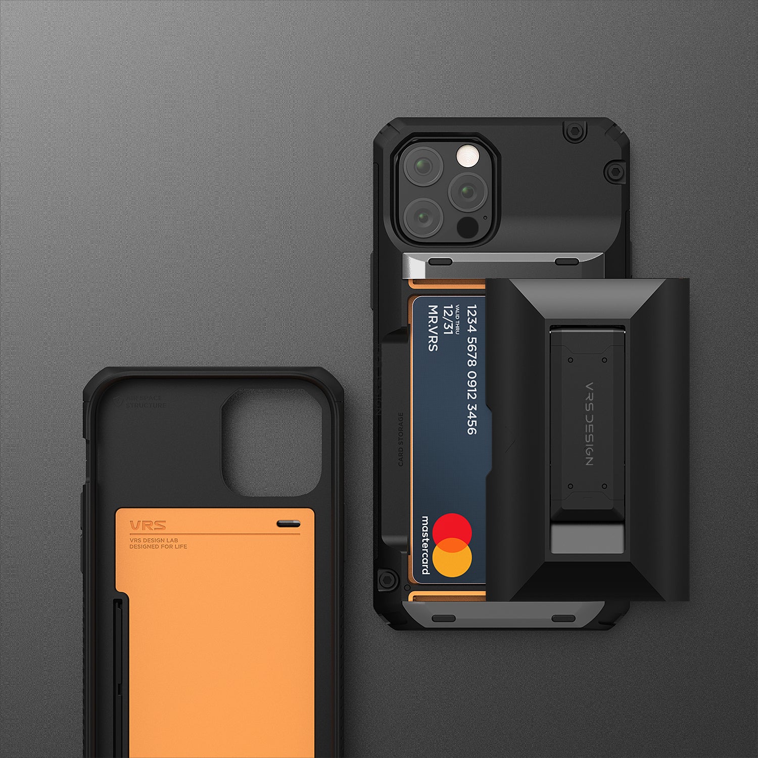 Apple 12 Pro rugged  Damda Glide Hybrid wallet case with multiple durable and convenient card slot and Kickstand with sleek minimalist look by VRS Design