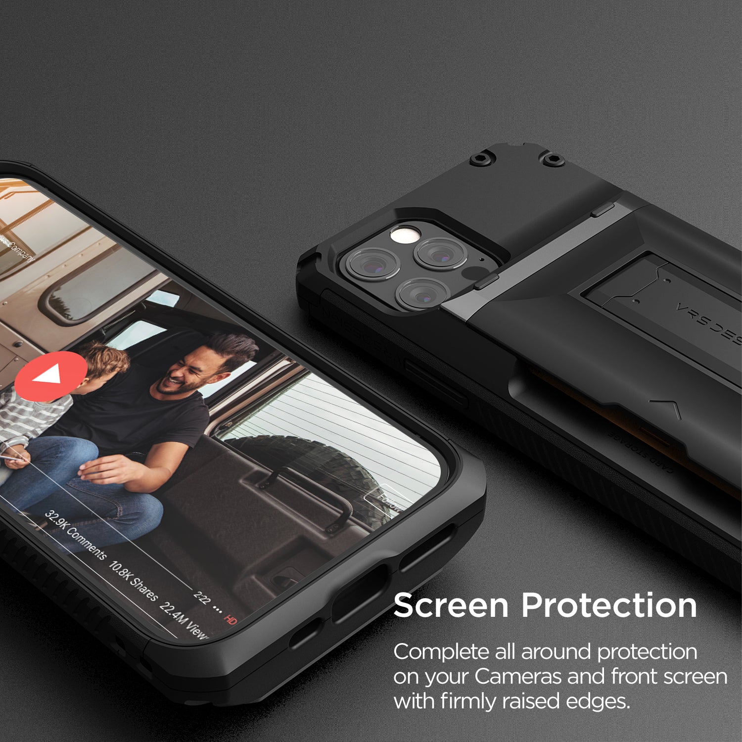 Apple 12 Pro rugged  Damda Glide Hybrid wallet case with multiple durable and convenient card slot and Kickstand with sleek minimalist look by VRS Design