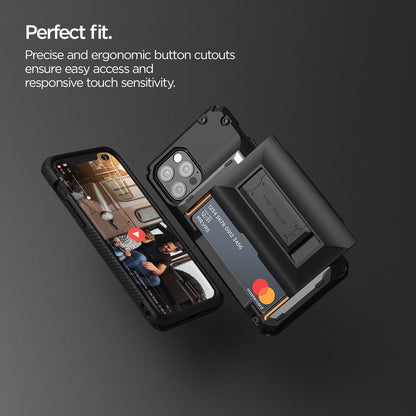 Apple 12 Pro rugged  Damda Glide Hybrid wallet case with multiple durable and convenient card slot and Kickstand with sleek minimalist look by VRS Design