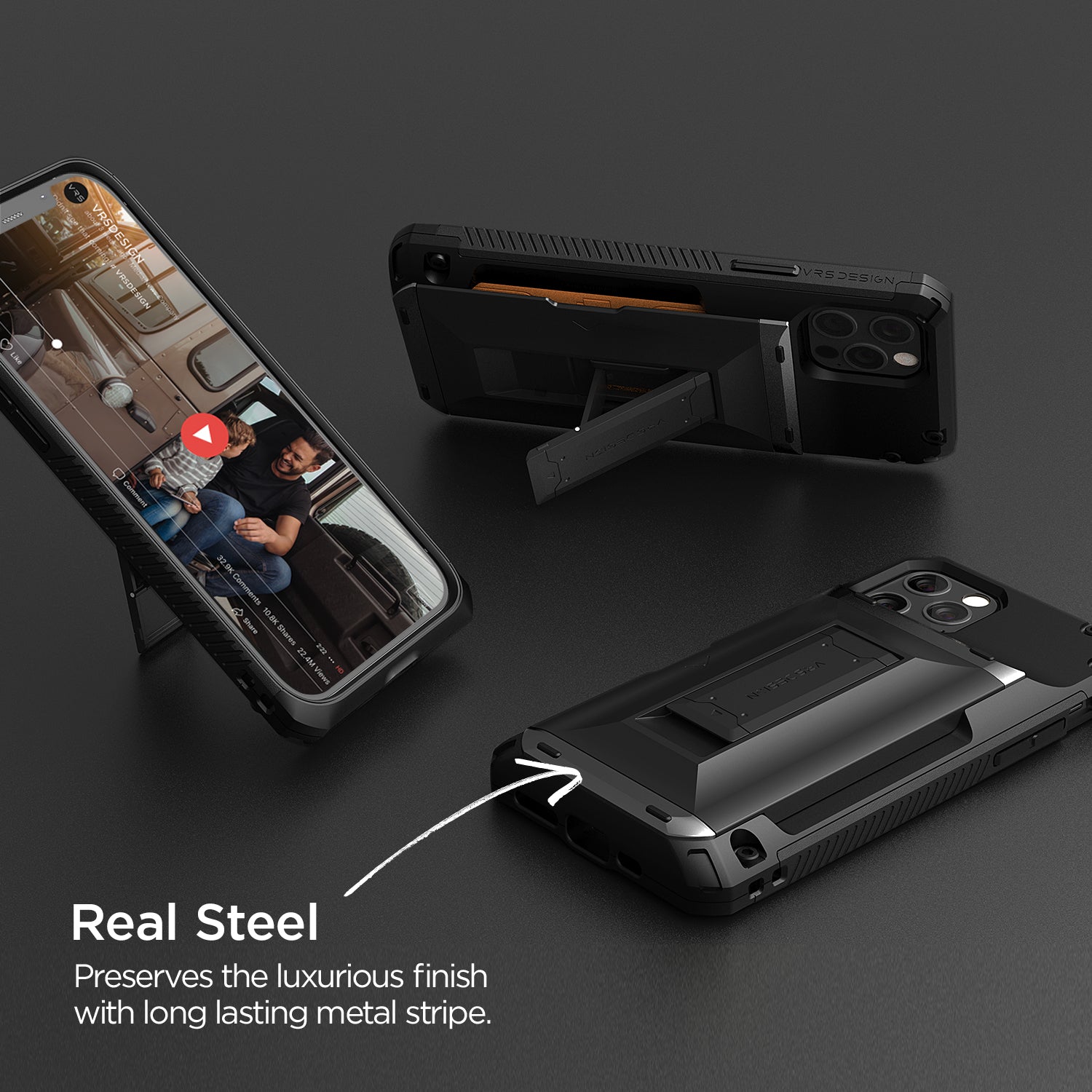 Apple 12 Pro rugged  Damda Glide Hybrid wallet case with multiple durable and convenient card slot and Kickstand with sleek minimalist look by VRS Design