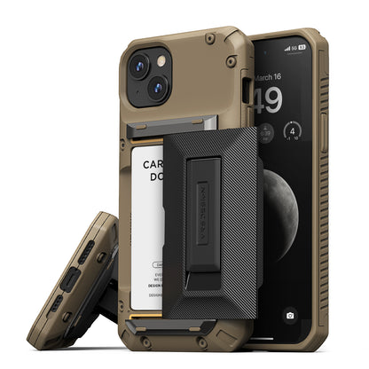 VRS Design Phone Case for iPhone 15 Plus (2023), [Damda Glide Hybrid] Functional Sturdy Phone Wallet Case with Card Holder & Kickstand (Matte Black)