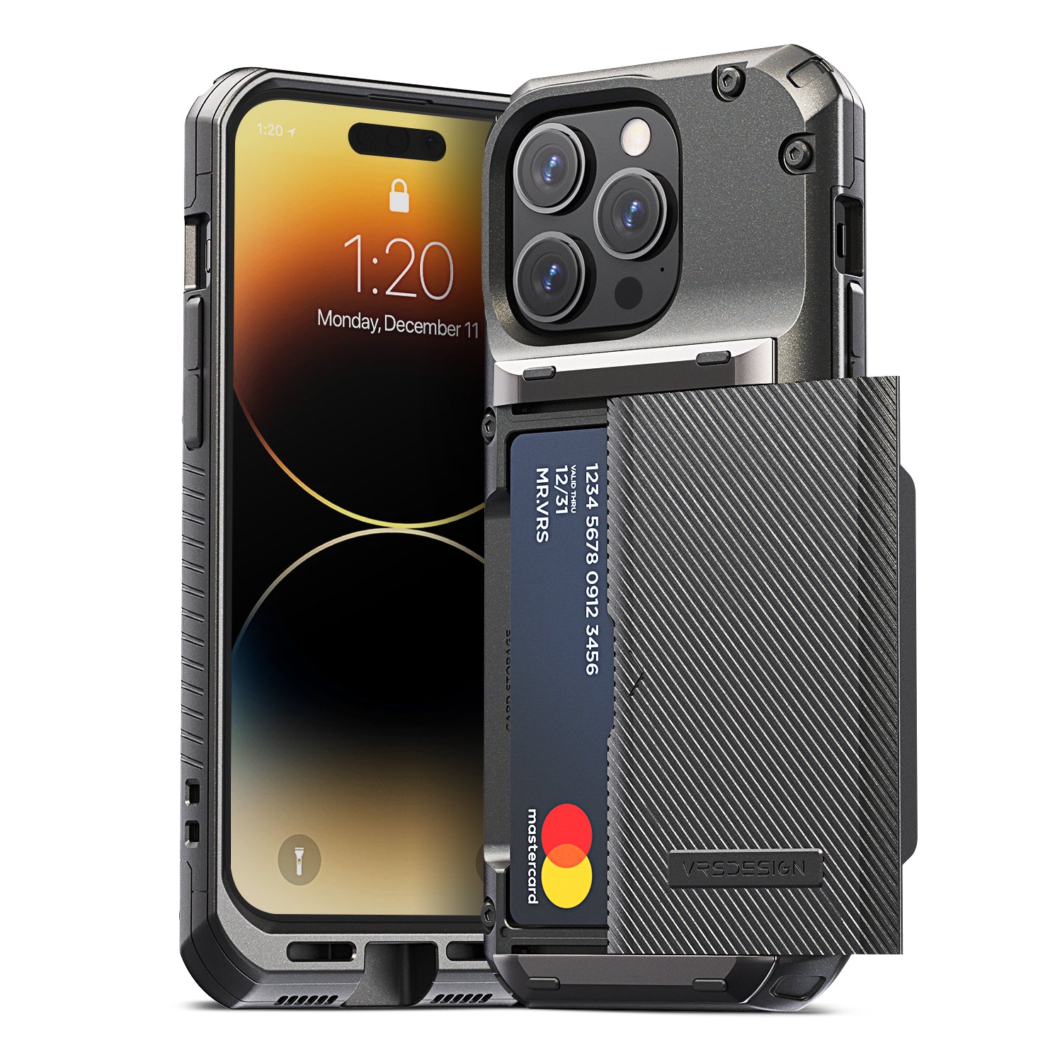Apple 14 Pro Max rugged Glide wallet case with multiple durable and convenient card slot with sleek minimalist look by VRS
