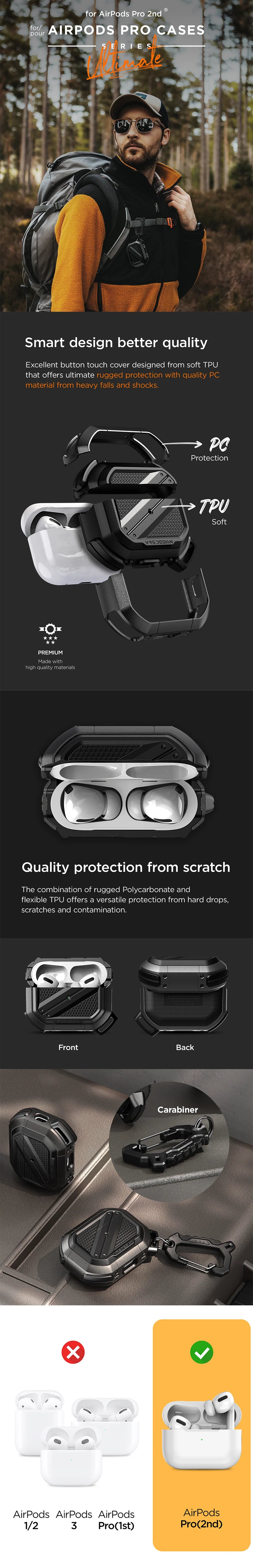 Apple AirPods Pro Modern Lock Wireless Headphones with Noise Cancellation, Rugged modern and Lightweight Slim case by VRS