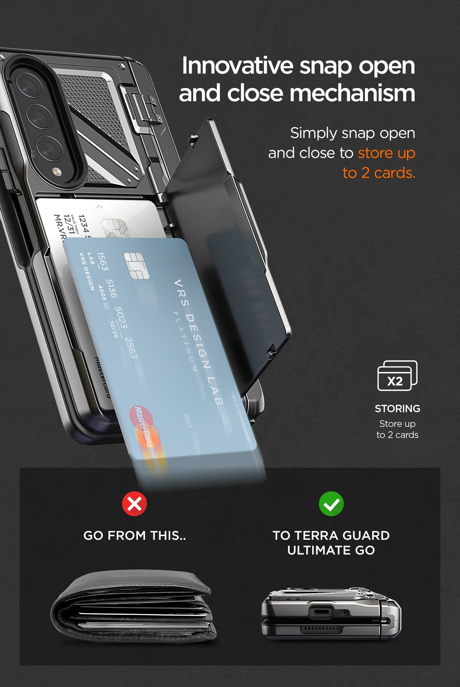S PEN rugged Galaxy Z Fold 4 wallet minimalist 5G case by VRS