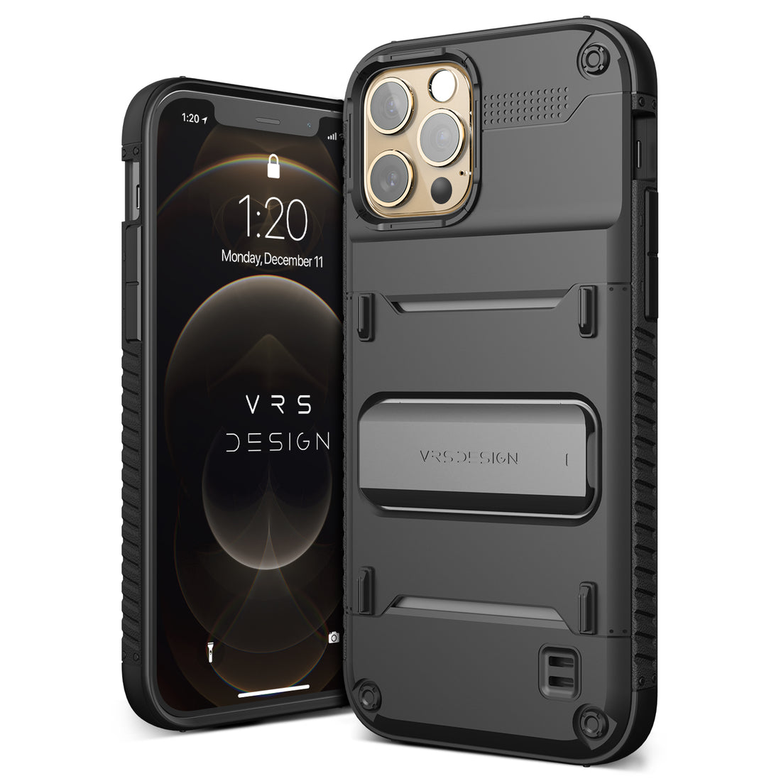 iPhone 12 Pro rugged Quickstand case with multiple durable and convenient Kicstand with sleek minimalist look by VRS Design