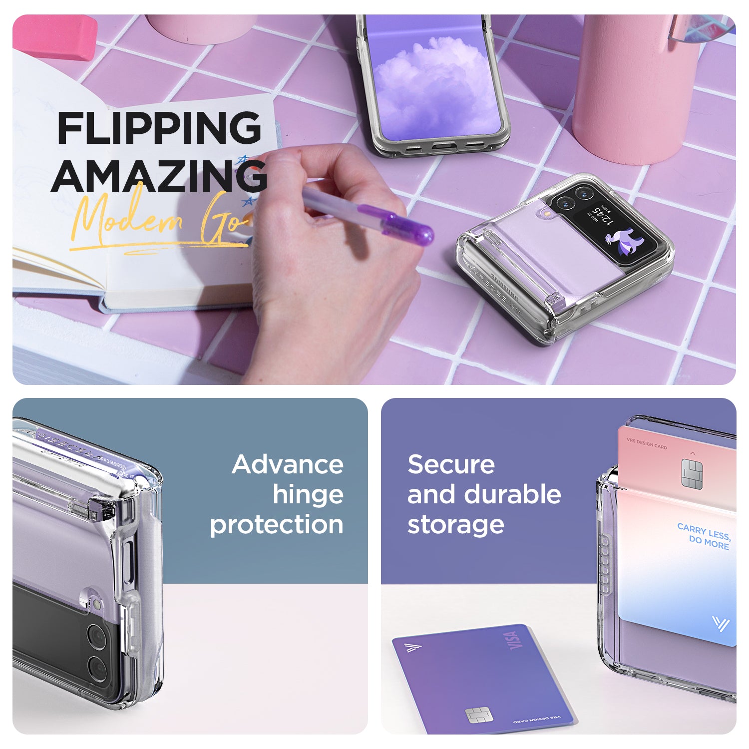 Samsung Galaxy Z Flip 4 rugged slim case with multiple durable and convenient sleek minimalist look slim protection by VRS