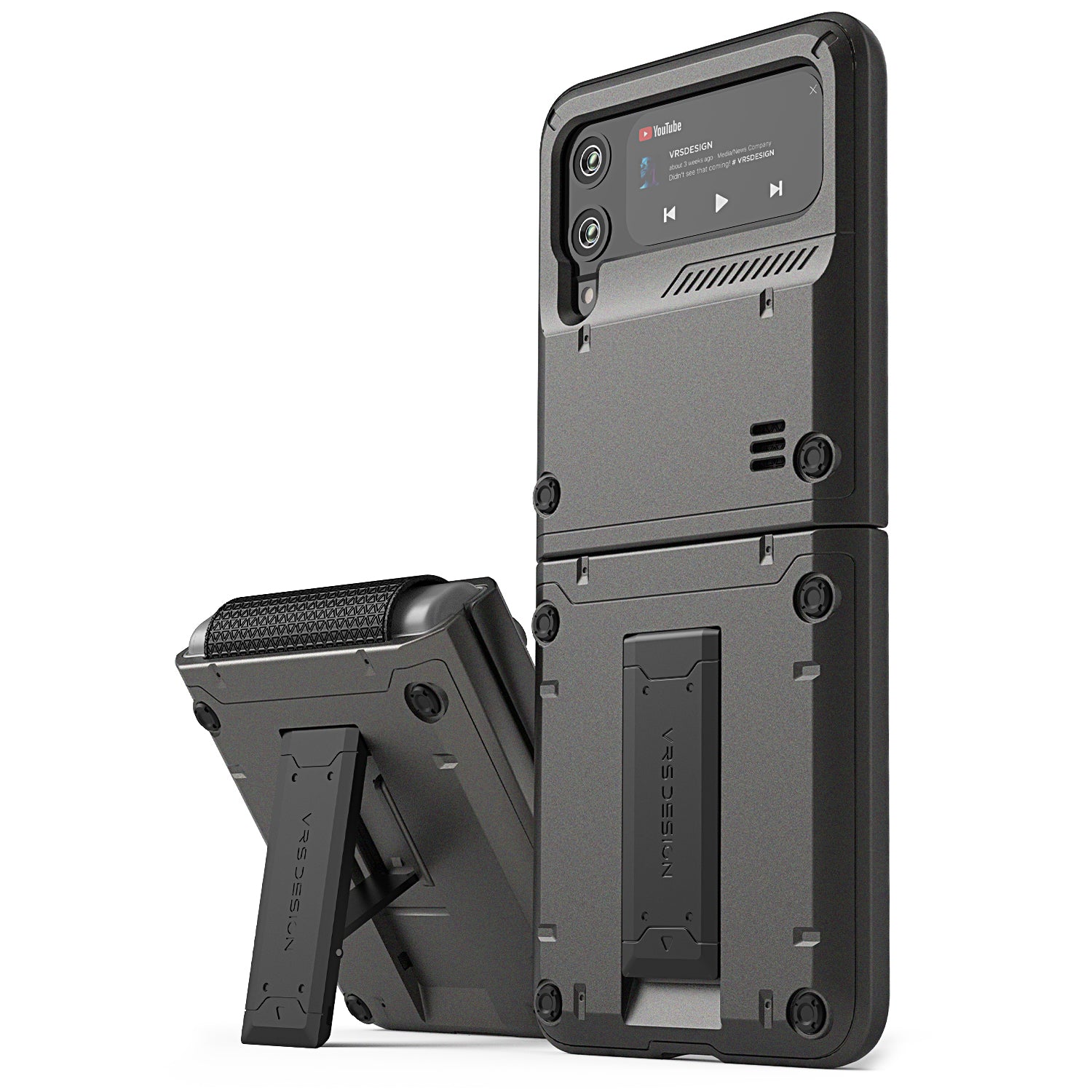 VRS Design Galaxy Z Flip 3 Case QuickStand Active - Metal Black