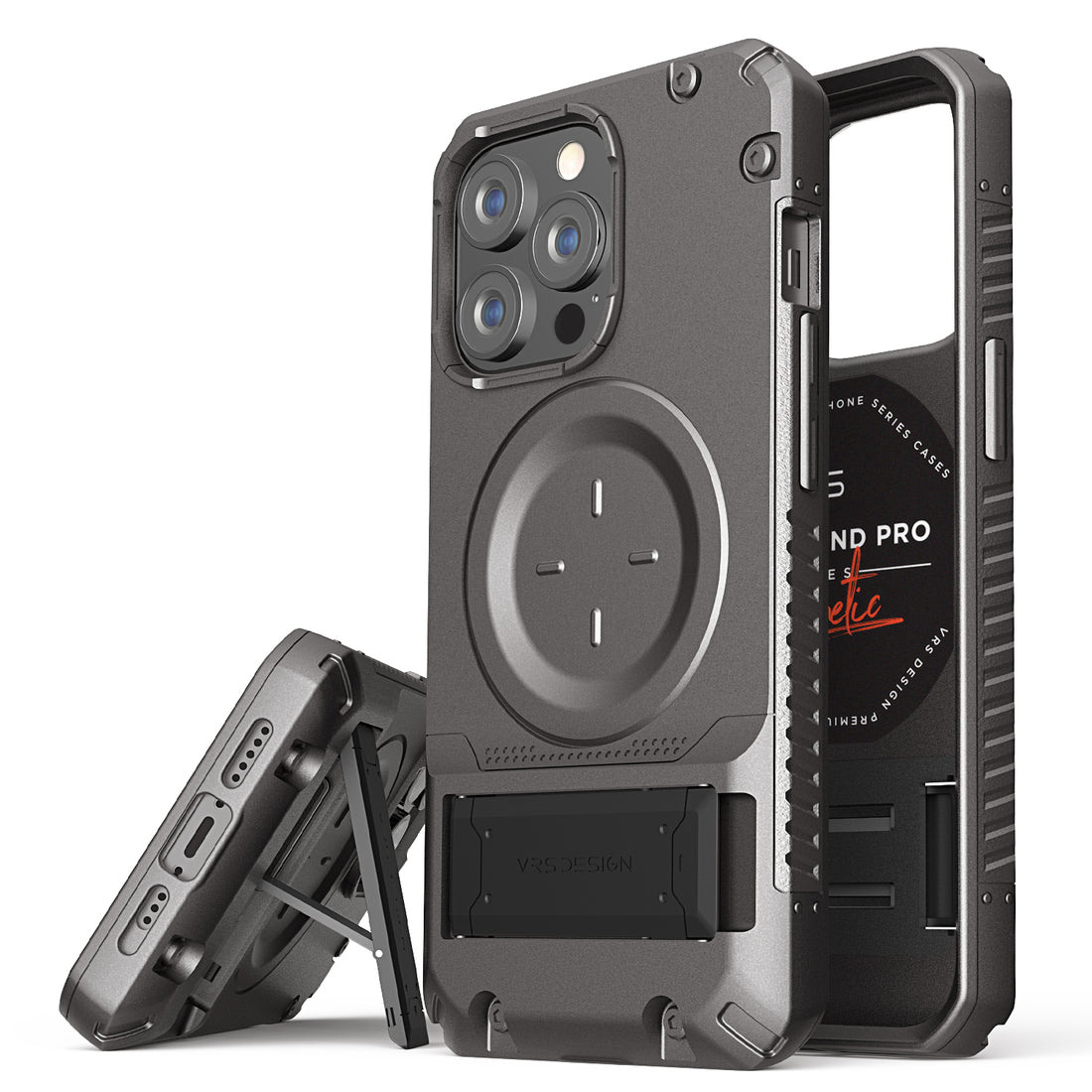 Apple 13 Pro durable rugged case with MagSafe Kickstand convenience with sleek minimalist look by VRS Design