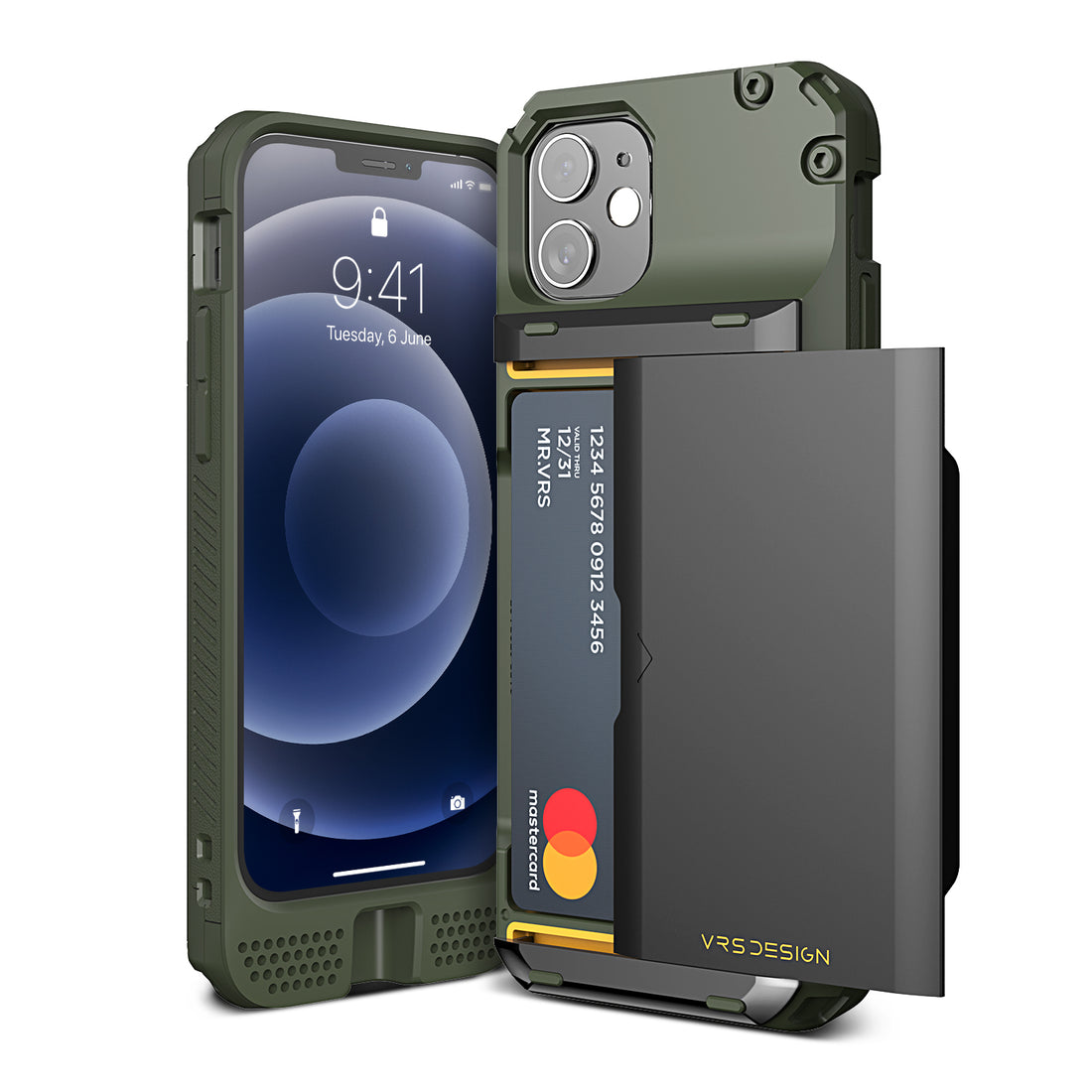 Apple 12 Pro Max rugged Glide wallet case with multiple durable and convenient card slot with sleek minimalist look by VRS