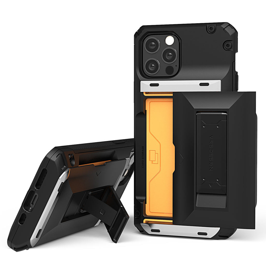 Apple 12 Pro rugged  Damda Glide Hybrid wallet case with multiple durable and convenient card slot and Kickstand with sleek minimalist look by VRS Design