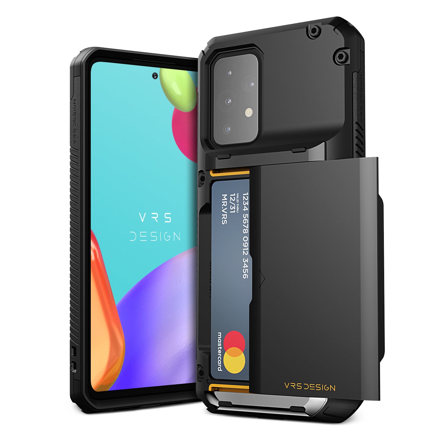 Samsung Galaxy A52 rugged wallet case with multiple durable and convenient card slot with sleek minimalist look by VRS