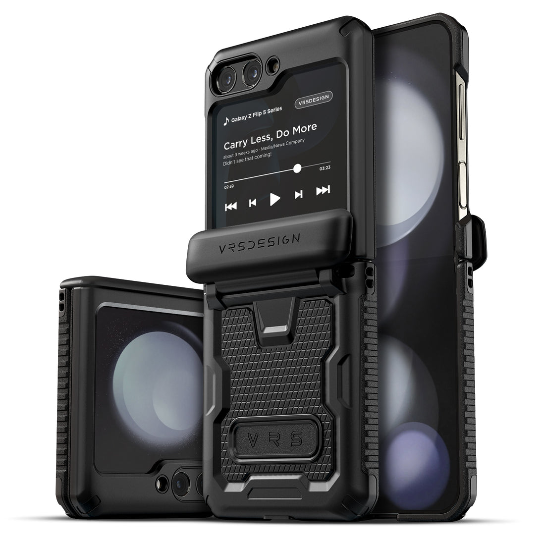 Samsung Galaxy Z Flip 5 Luxury Mobile phone cover card holder hinge protector built-in screen shield slim rugged daily carry durable case by VRS DESIGN