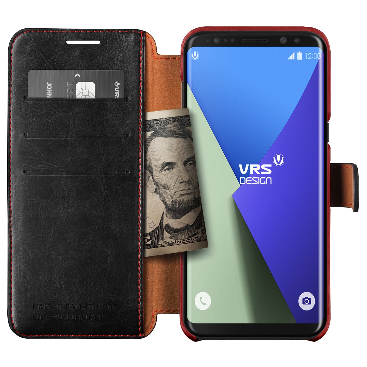 Samsung Galaxy S8 Plus rugged wallet case with multiple durable and convenient card slot with sleek minimalist look by VRS