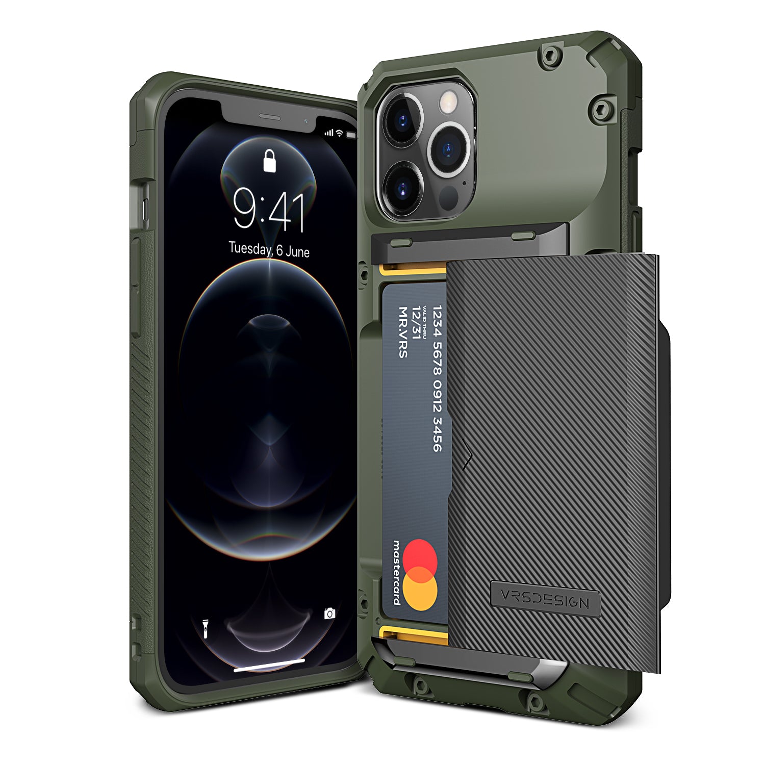 Apple 12 Pro Max rugged Glide wallet case with multiple durable and convenient card slot with sleek minimalist look by VRS