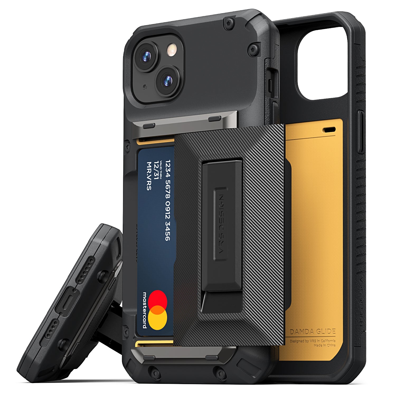 Apple 14 Plus rugged Glide wallet case with multiple durable and convenient card slot with sleek minimalist look by VRS