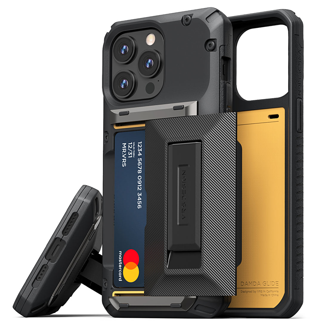 Apple 14 Pro Max rugged Glide wallet case with multiple durable and convenient card slot with sleek minimalist look by VRS