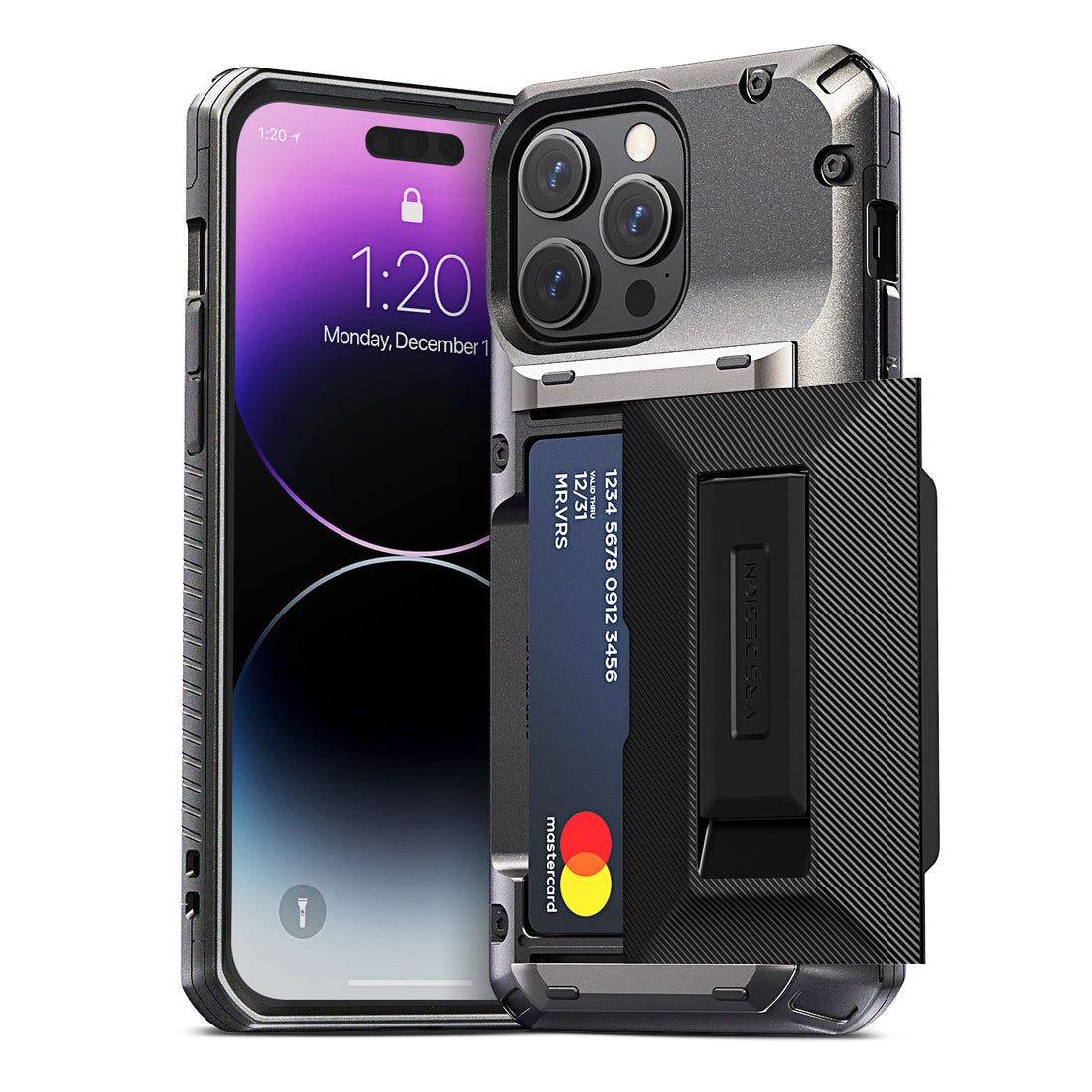 Apple 14 Pro Max rugged Glide wallet case with multiple durable and convenient card slot with sleek minimalist look by VRS